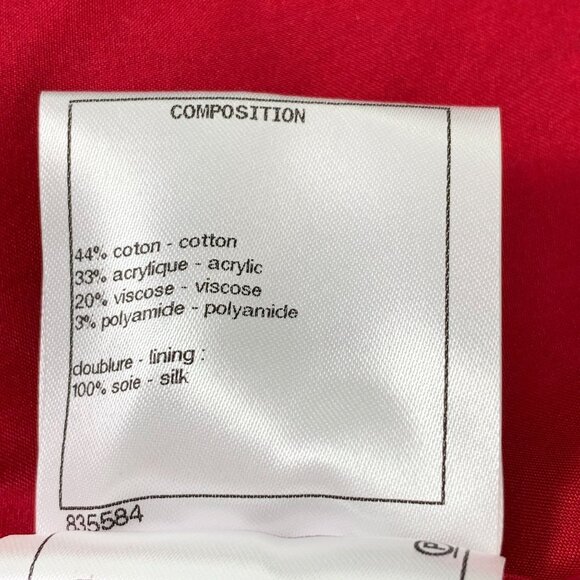 Chanel Red Tweed A-Line Skirt With Pearl Button Closure Size 36 Made In France C - Picture 5 of 7